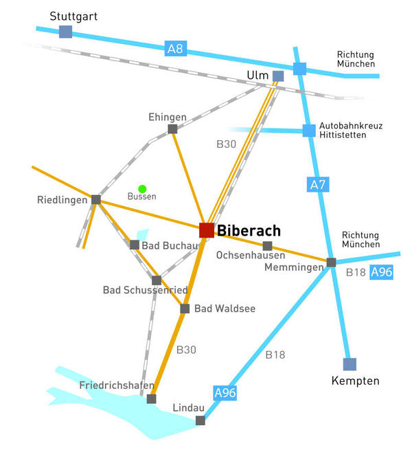 Anfahrtskizze nach Biberach